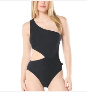 Michael Kors $98 Women's One-Shoulder Side-Cutout Swimsuit Black Size 12 - Picture 1 of 8