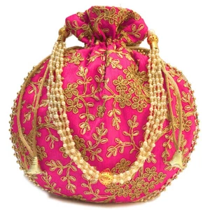 Tradicional Nuevo Bolso Potli Elegante Mujer Étnico Bordado Mujeres Bolso de Mano (Lote de 5 piezas) - Imagen 1 de 17