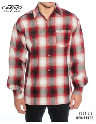 CALTOP OLD SCHOOL FLANNEL VETERANO LONGSLEEVE SHIRT PLAID SM-5X GANGSTER - Image 1 of 4