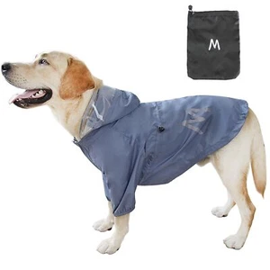 Dog Raincoat with Clear Hood - Adjustable Dog Jacket Bottom Waterproof Reflec... - Picture 1 of 6