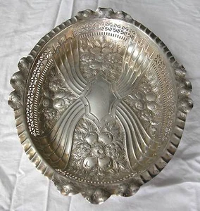 IMPRESIONANTE ANTIGÜEDAD DEL REINO UNIDO DECORADA CON FRUTAS Y FLORES STERLING BASKET 1892 (S) - Imagen 1 de 5