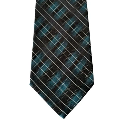 Pierre Cardin шелковый галстук бирюзовый черный клетчатый чек классическая современная мужская одежда 3,5 дюйма 62 дюйма - Изображение 1 из 4