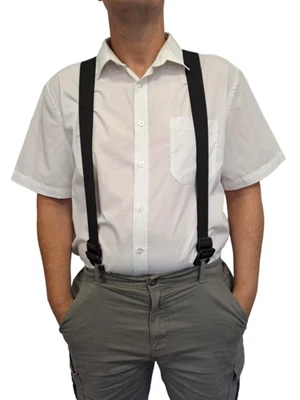 CB4 ACCESSORIES Mens Wide Braces Heavy Duty 3.5cm Plastic Clips Airport Security Friendly Strong