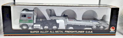 Vintage 80s Shinsei Mini Power 1:53 Diecast Freightliner COE with Lowboy Silver - Image 1 of 4