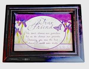 Music Box True Friend Sentiment Gift Floral Plays Carousel Waltz 8" x 6" x 3" - Picture 1 of 10