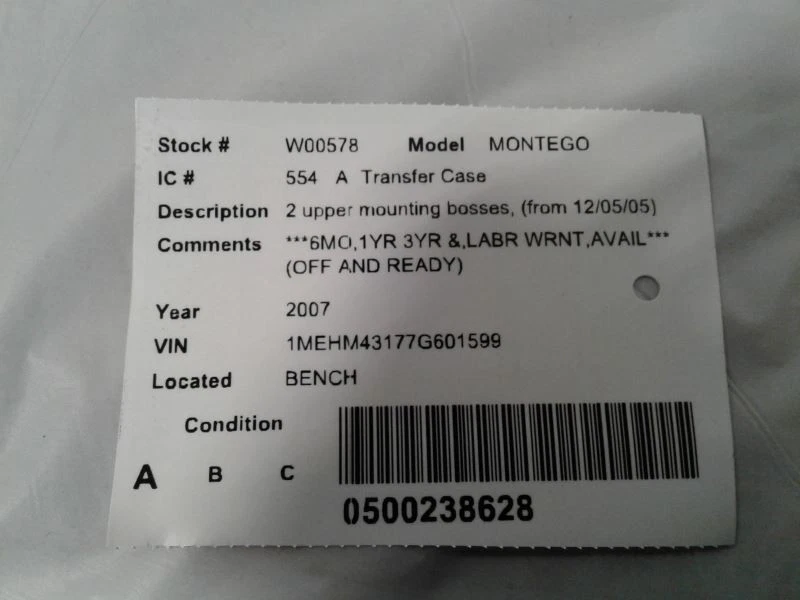 Estuche de transferencia 07 2007 Mercury Montego solo 52 k millas Foto 1 de 4