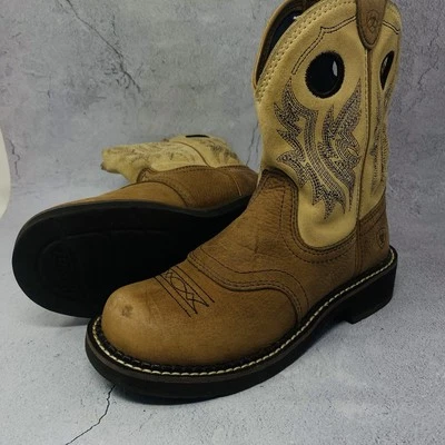 Botas vaqueras occidentales de cuero Ariat Fatbaby para mujer talla 6 B marrón beige Foto 1 de 4