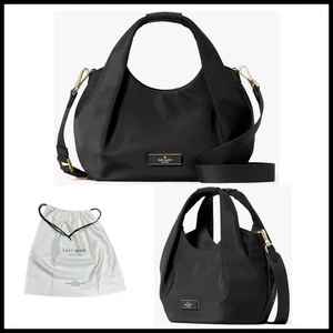 KATE SPADE CARTER NYLON SMALL PLEATED CROSSBODY / SATCHEL W/DUSTBAG BLK NWT $379 - Picture 1 of 7