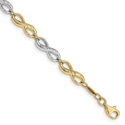 10k Gold Two-tone Infinity Symbol Bracelet 7.5 Inch - Image 1 of 4