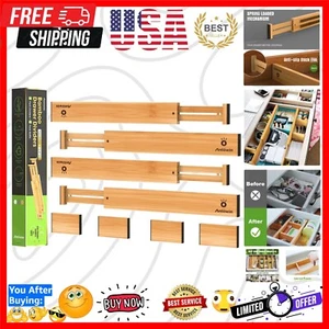 Expandable Bamboo Drawer Dividers - Eco-Friendly Organizer for Kitchen & Home - Picture 1 of 11