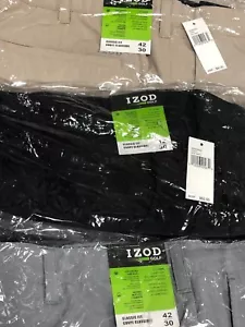 Izod Men's Classic Fit Golf Pants Bagged Black Khaki Silver Navy - Picture 1 of 5