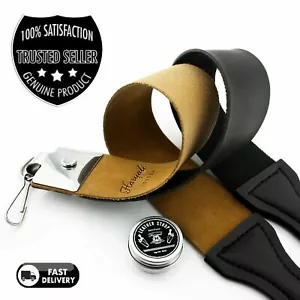 Genuine Leather Double Sided Strop 100% Canvas Knife Razor Sharpening Belt Paste - Picture 1 of 4