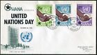 Ghana 36-38, FDC.Michel 36-38. Dzień Narodów Zjednoczonych 1958.Ręce, emblemat ONZ.