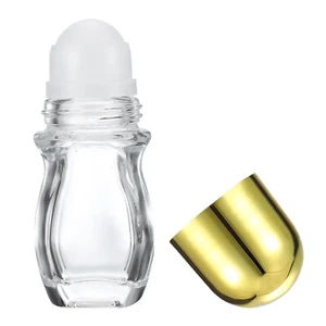30ml Glass Empty Roller Bottles, 1 Pcs Leak-Proof Massage Container, Gold - Picture 1 of 6
