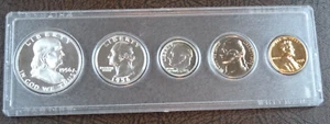 1956 US Mint Proof Set 90% Silver Whitman Plastic Holder 5 Coins Cameo Franklin - Picture 1 of 6