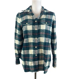 J. Crew Lumberjack Shirt size 4 Teal Red Plaid Flannel Button Up Casual Outdoors - Picture 1 of 8