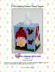 Ladybug Gnome Tissue Topper-Plastic Canvas Pattern or Kit - Picture 1 of 1