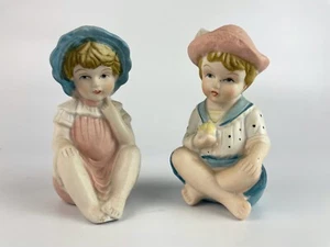 BISQUE ART NOUVEAU BOY GIRL CHILDREN FIGURINES VGC * Made in Taiwan - Picture 1 of 3