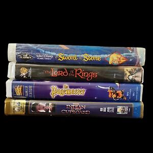 VHS Lot 4 Movies Sword & Stone Lord Of The Rings Pagemaster Indian In Cupboard 