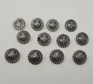 12 pcs Gilded Baroque Filigree Antique Silver Plastic Sewing Shank Buttons VTG - Picture 1 of 2