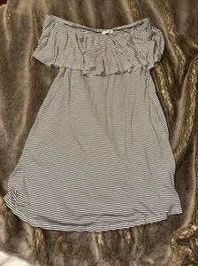 Vestido Soprano Fuera del Hombro Negro Blanco Rayas Súper Elástico Talla Mediana - Imagen 1 de 5