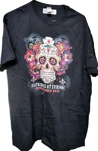 Death Smiles at Everyone Nurses Smile Back Black T-Shirt Size XL Skull - Picture 1 of 5