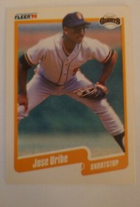 1990 FLEER JOSE URIBE RARE BASEBALL CARD! BIRTHDATE ERROR.