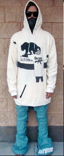 OFF WHITE Felpa con cappuccio Akrynm Tall "Grandson" XLT bianco sporco sci snowboard