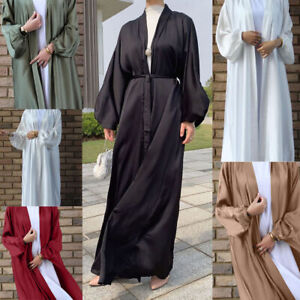 Abaya Muslim Open Kaftan Women Cardigan Long Dress Ramadan Kimono Jilbab Gown