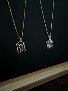 New York Yankees Necklace - Gold & Silver - Box Chain - 22" Chain - NY Chain - Picture 1 of 7