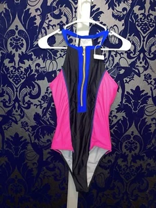 Bikinx Costume da Bagno Donna Colore Bloccato Taglio Antieruzione L Rosa Blu Cerniera (E)Q4 - Foto 1 di 3