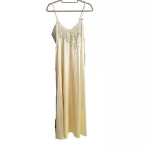 Vintage Lily of France Elfenbein Satin & Spitze Nachthemd Spaghetti Riemen groß - Bild 1 von 10