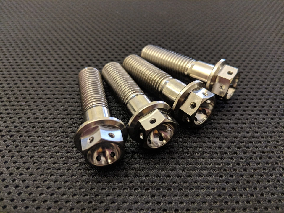 FZ750 Titanium Drilled Front Brake Caliper Bolts 85-91 Ti Mount Bolts Race Spec - Image 1 of 3
