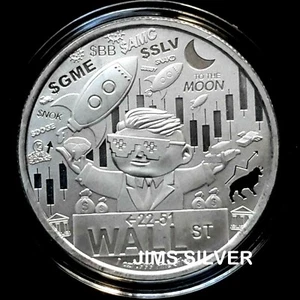 2021 1 Unze Wallstreet silberne BU runde & kostenlose Kapsel! .999 reines SILBER! Auf Lager! - Bild 1 von 5