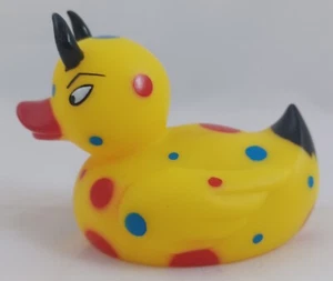 😈🦆Polka Dot DEVIL DUCKIE Accoutrements 2002 4" Evil Rubber Duck Ducky Novelty - Picture 1 of 7