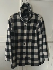 Chaps Wool Plaid Coat Womens  Large Black White Plaid Wool Blend. NWOT - Picture 1 of 4