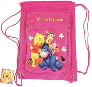 Disney lizenzierter Winnie Puuh Kordelzug Rucksack Sling mit Tasche HOT PINK - Bild 1 von 8