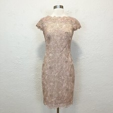 Tadashi Shoji Embroidered Lace Dress Blush Pink size 2