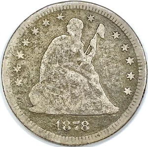 1878 P 25c Seated Liberty Silver Quarter G+ Good Semi Key Date US Coin Rare - Picture 1 of 4