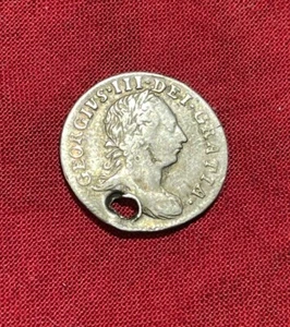 1762 George III Silver Maundy 3 Pence Colonial Milled Coin Authentic, Holed - Picture 1 of 8