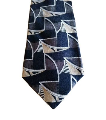 Corbata Henry Grethal Italiana Seda Negra y Dorada Abstracta Retro Mod57X4" Crepe Te Foto 1 de 4