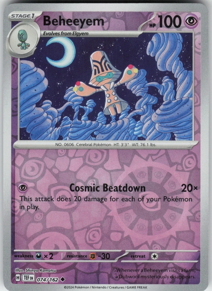 PO-01 Reverse Holo Beheeyem 074/162 Uncommon SV05: Temporal Forces - Image 1 of 1