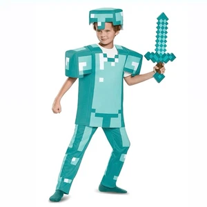 Minecraft Officially Licensed Light Blue Armor Kids Costume Youth Unisex 10 Boys - Picture 1 of 8