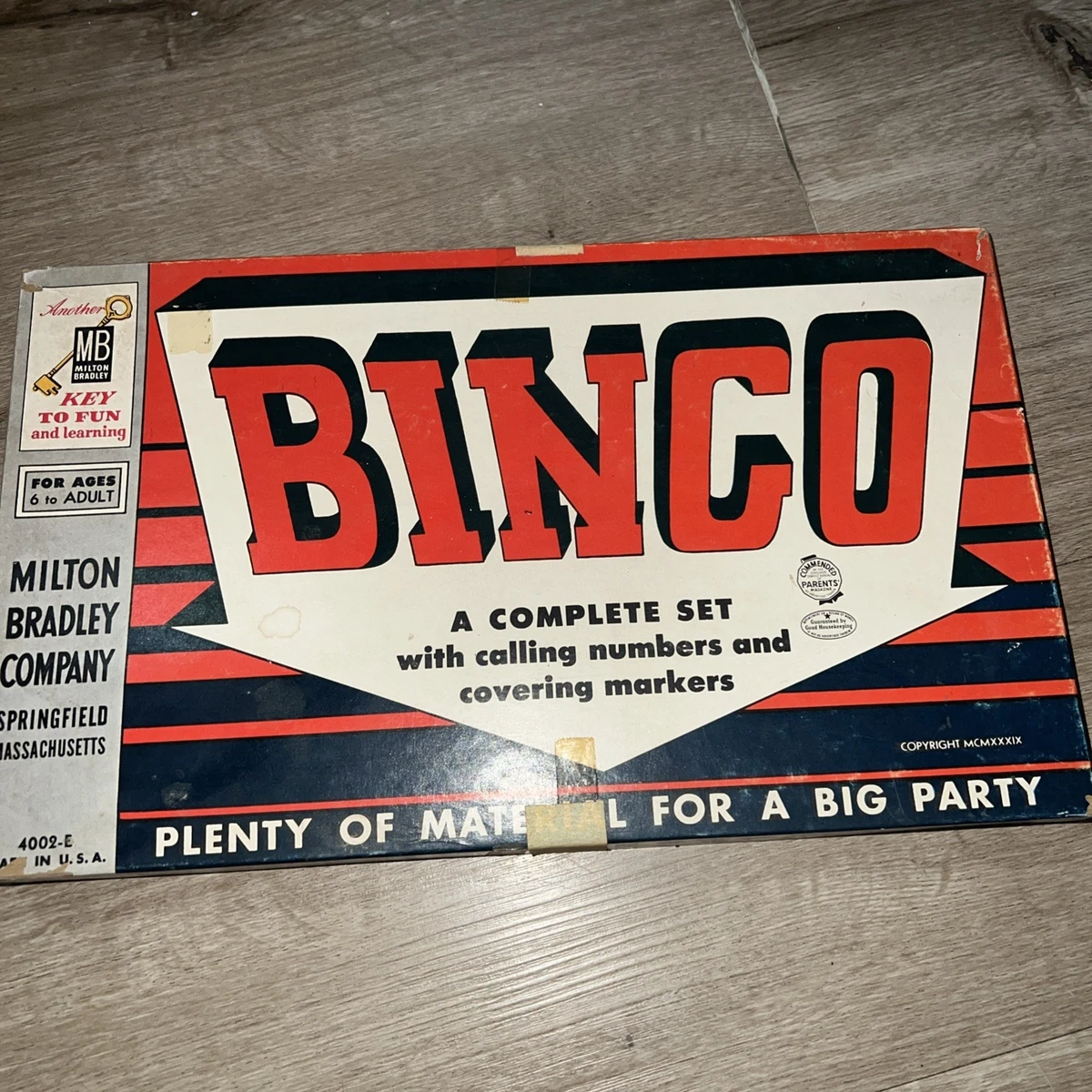 Milton Bradley Bingo Vintage Manufacture Board & Traditional Games