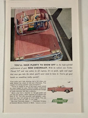 1958 Chevrolet Bel Air conversível impressão anúncio rosa show off - Imagem 1 de 2