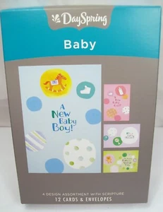 DAYSPRING BABY SHOWER BOY / GIRL CONGRATULATIONS FULL COLOR 12 SCRIPTURE CARDS - Picture 1 of 1