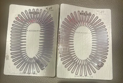 Vintage 80’s 2 Monte Carlo Hair Accessory Mauve Gray European Boho Festival NOS - Image 1 of 4