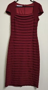 Liz Jordan Dress Ladies Size 10 Red Pleated Bodycon With Back Zipper Pre-Owned - Picture 1 of 9