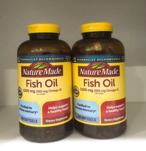 2 Pack Nature Made OMEGA-3 Fish Oil 1200 mg, EPA, DHA & 360mg,  300 Softgels - Picture 1 of 2