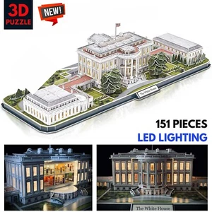 3D Puzzles for Teen Adults LED Lighting White House Building Model Family Game - Picture 1 of 20
